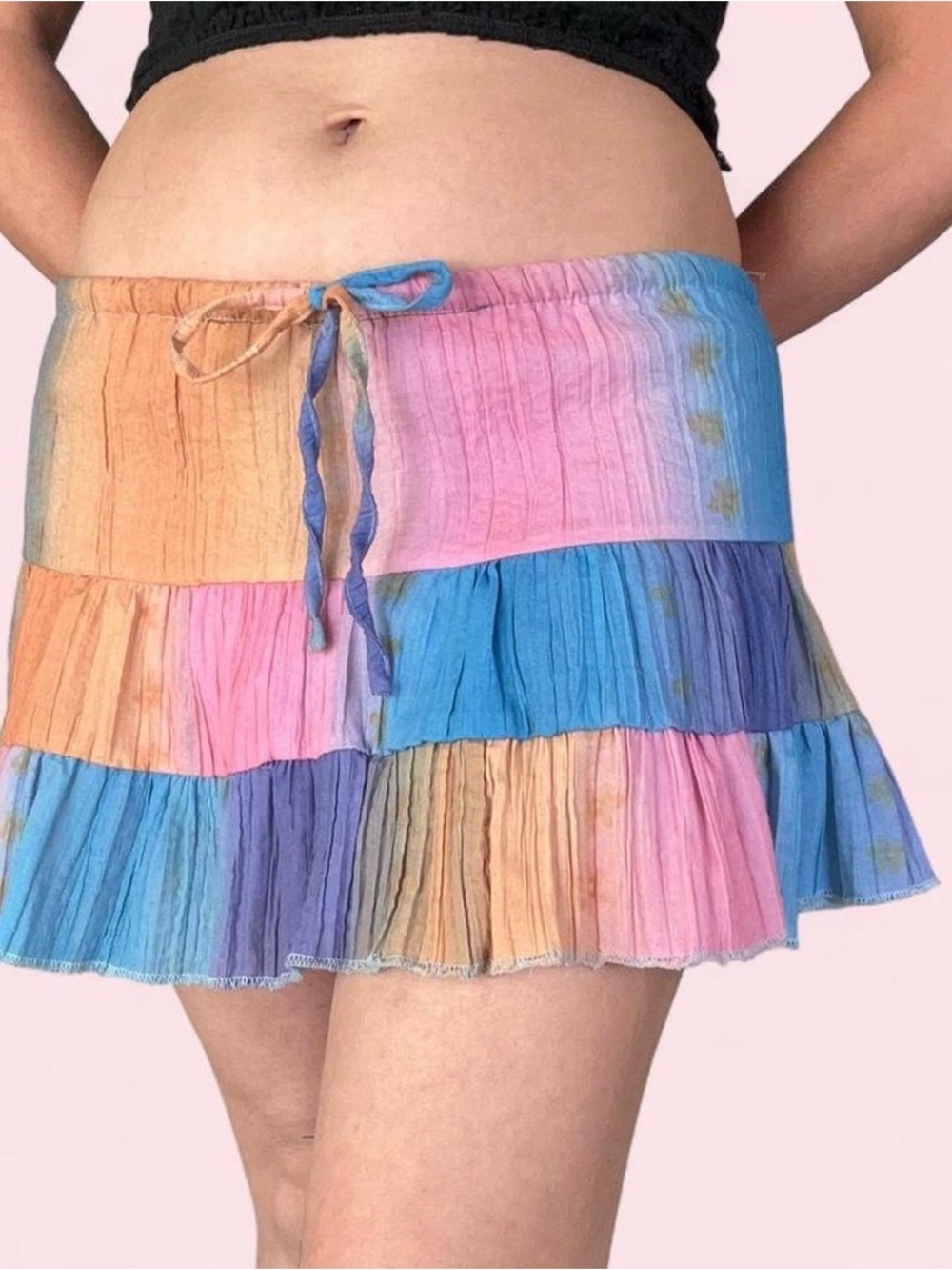 Women's Tiered Tie-Dye Mini Skirt - Multi